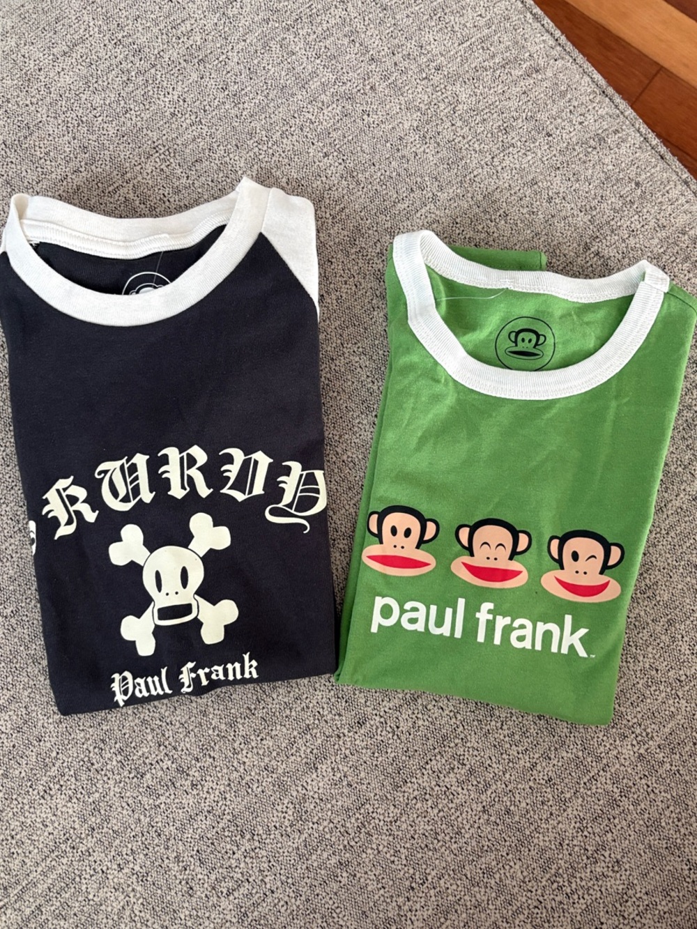 Paul Frank Black and White Raglan Skull Graphic Tee